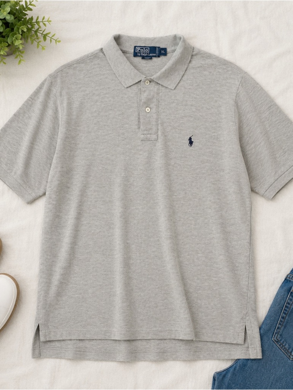 Polo Ralph Lauren Gray Short Sleeve Polo Shirt XL 100% Cotton Classic Fit